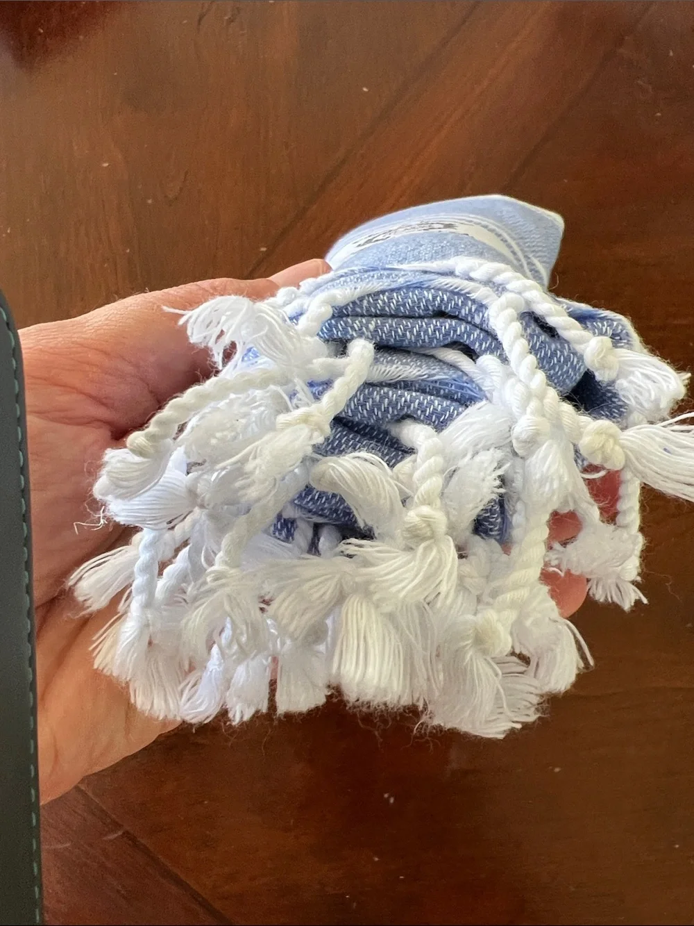 Turkish Spa hand Towel - Sky Blue with White Stripes NWT